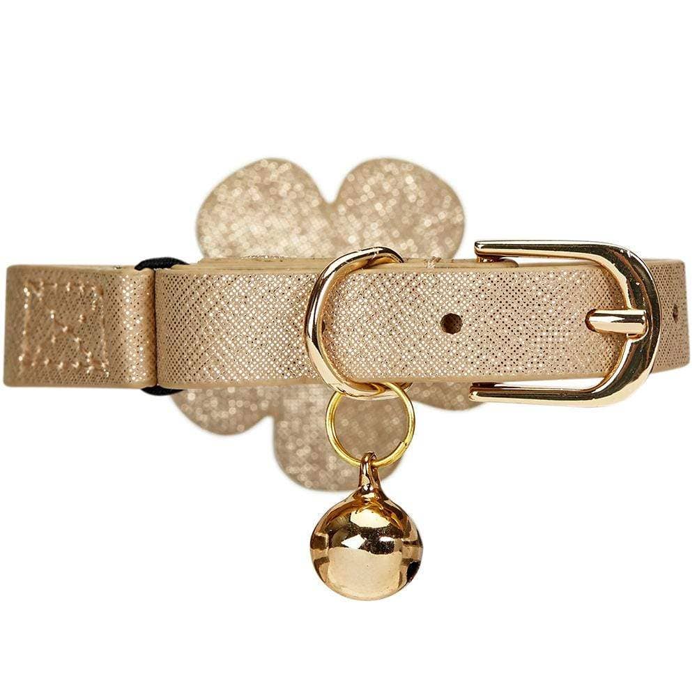 Gold Leather Cat Collar