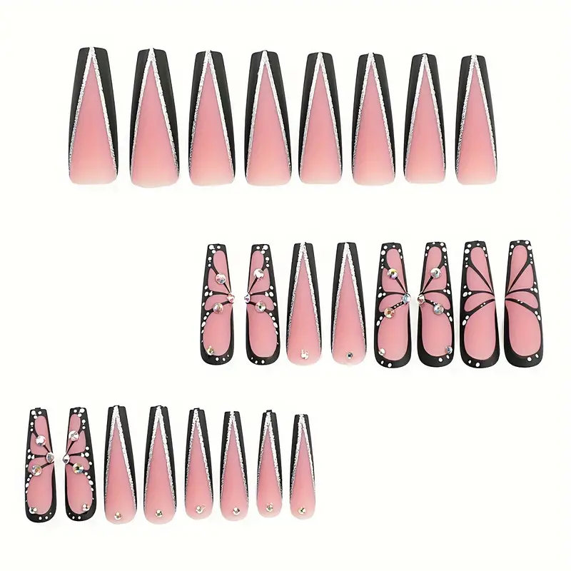 Black Butterfly Design Press on Nails