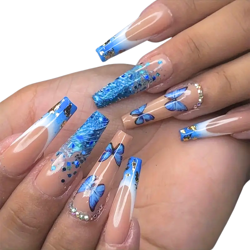 Blue Dazzle Nails