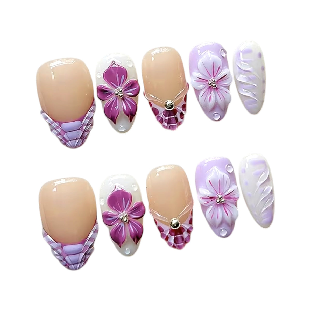 Lilac Lagoon Medium Almond Custom Fit Nails