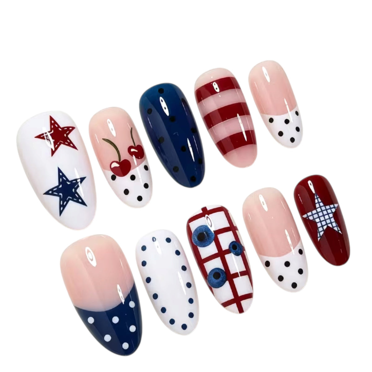 Playful Patchwork Short Oval Custom Fit Nails