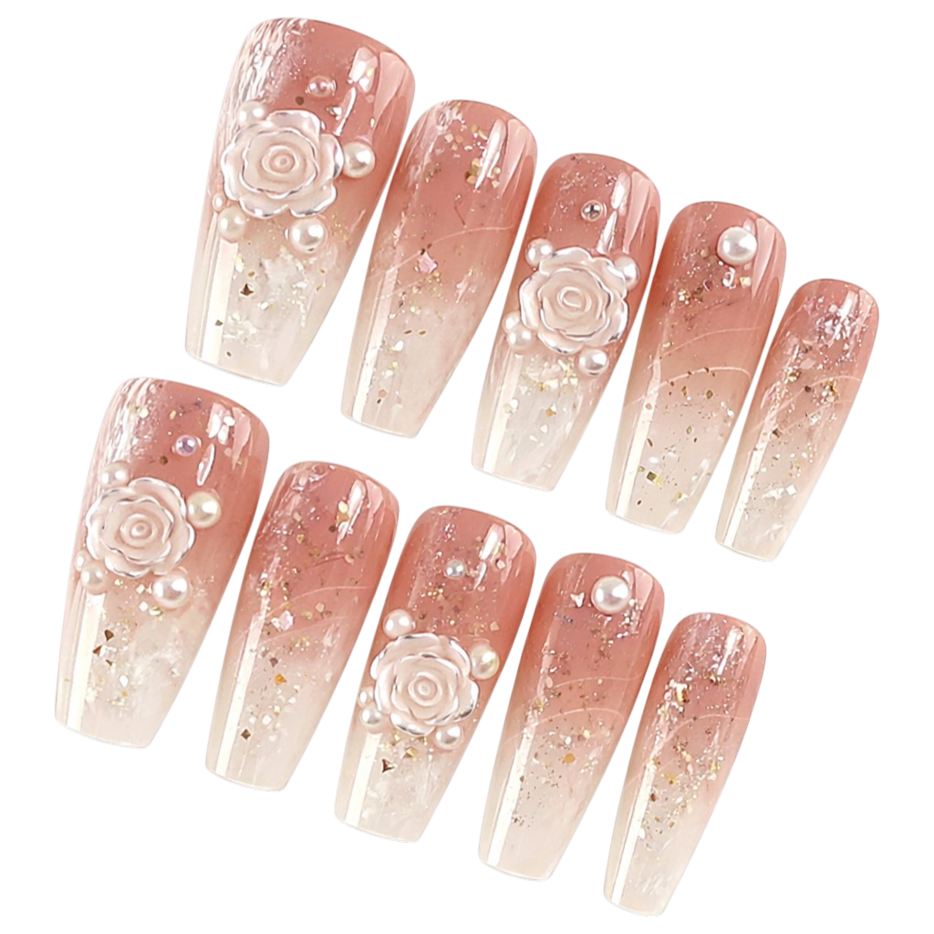 Petal Poetry | Long Coffin Handmade Nails