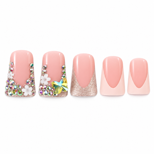 Crystal Garden Long Duckbill Press-On Nails
