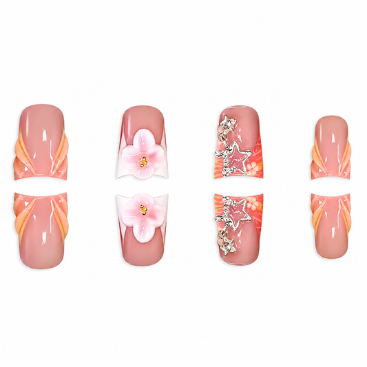 Coral Starlet Medium Duckbill Press-On Nails