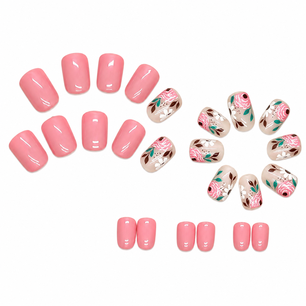 Garden Kiss | Short Squoval Floral Press-On Nails