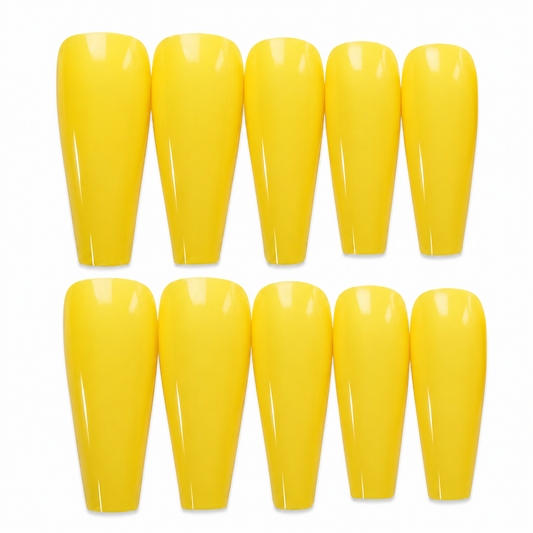 Lemon Drop | XL Coffin Yellow Press-On Nails