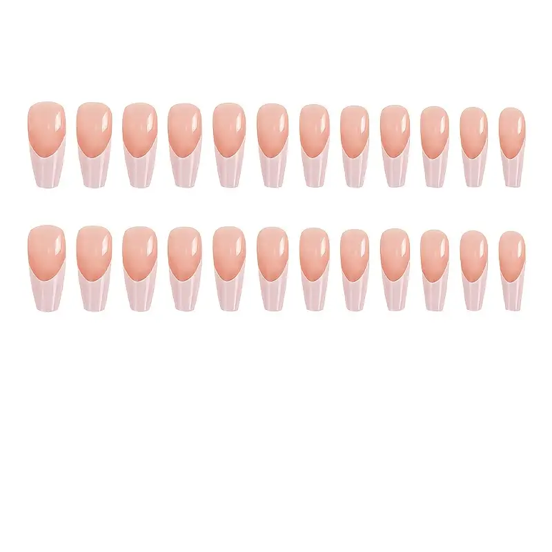 White Luxe extra long French tip press-on nails with nude base. Chic minimalist press-on nails for everyday wear.