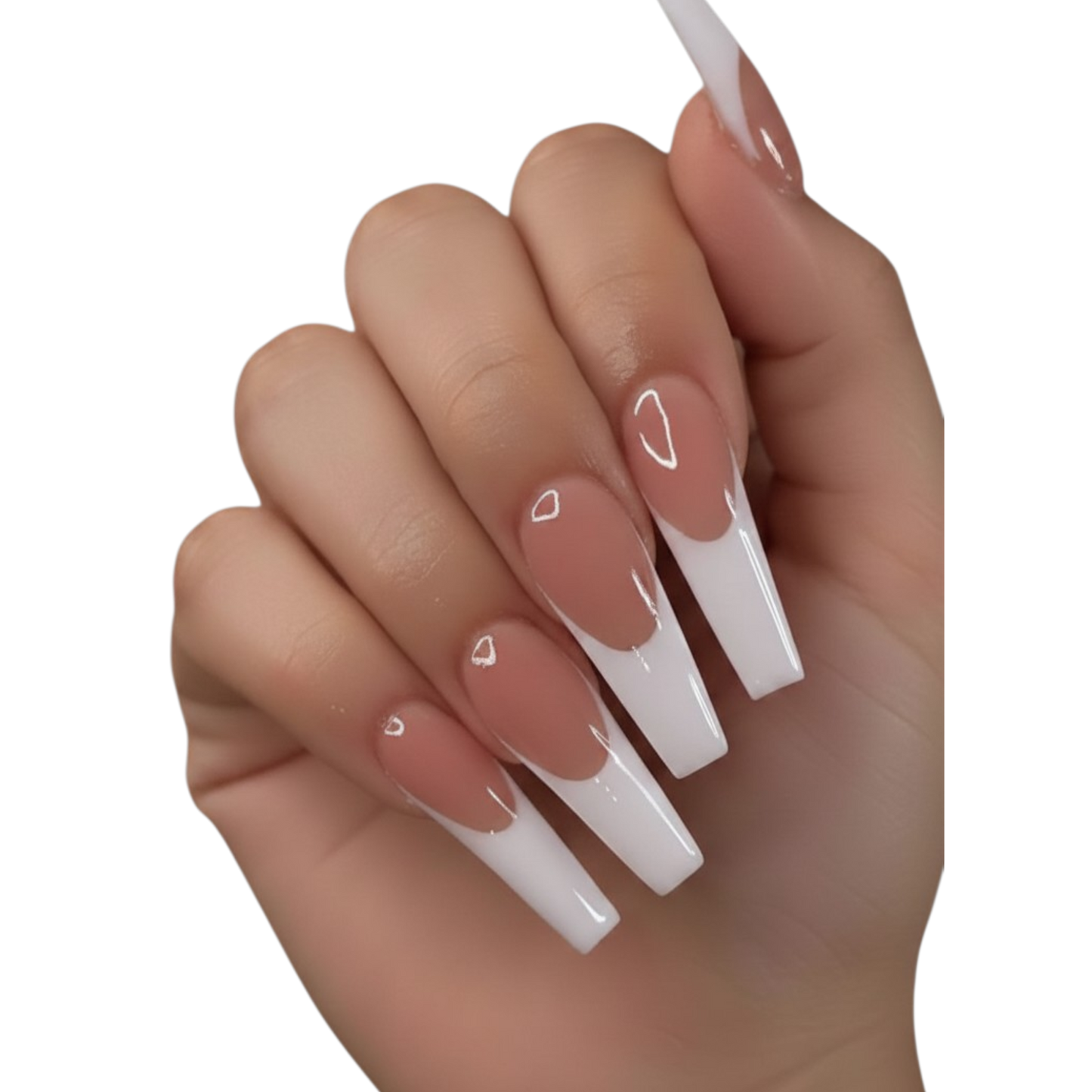 French Flex | Extra-Long White French-Tip Coffin Press-On Nails