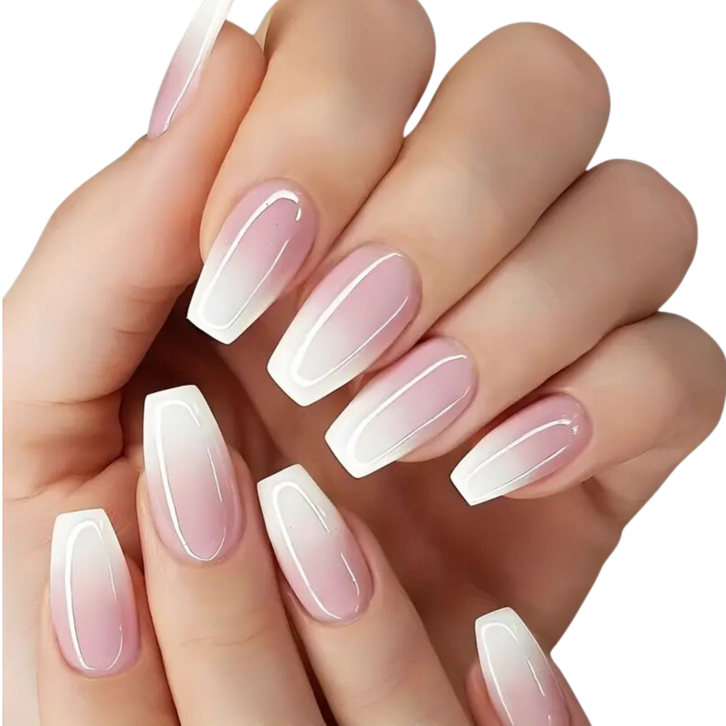 Cloud Tips | Milky White Ombré Coffin Press-On Nails