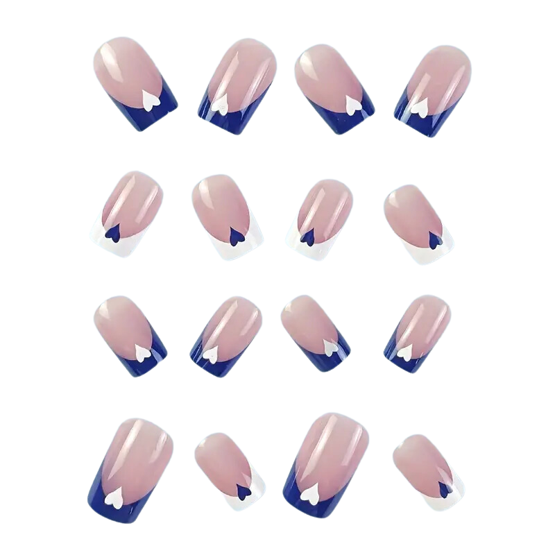 Sweetheart Switch | Square Medium Length | Blue Heart French Tip Press-On Nails