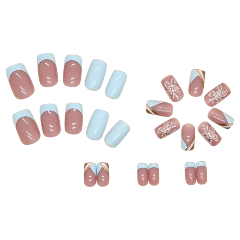 Golden Flutter | Medium Square Press-On Nails
