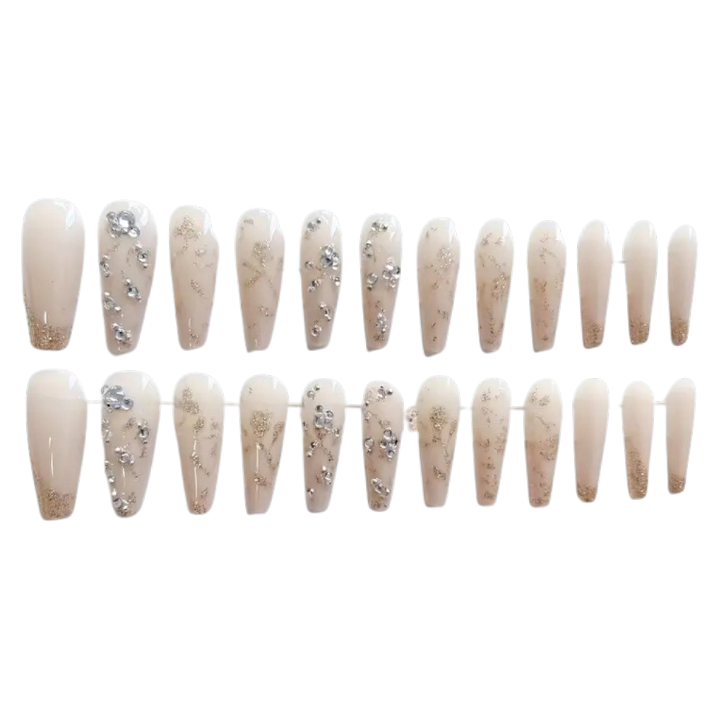 Crystal Vines Extra Long Coffin Press-On Nails