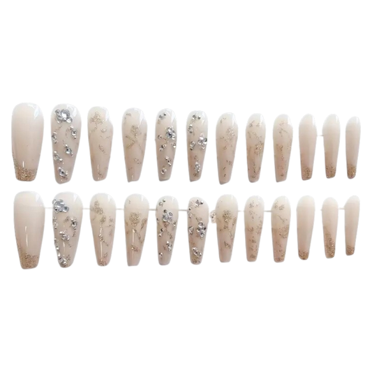 Crystal Vines Extra Long Coffin Press-On Nails