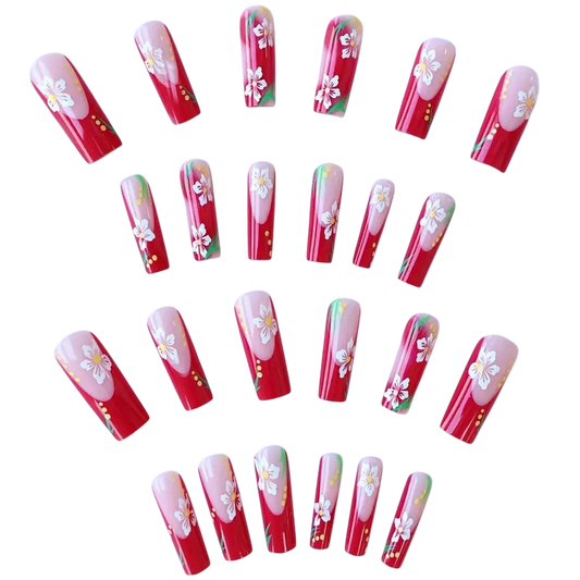 Blossom Rush Extra Long Square Press-On Nails