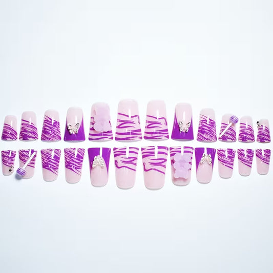 Purple Candy Wings Long Duckbill Press-On Nails
