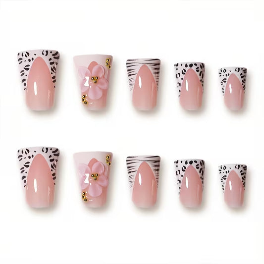 Pink Safari Bloom Medium Duckbill Press-On Nails