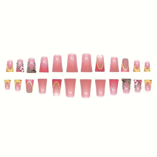 Starburst Swirl Long Duckbill Press-On Nails
