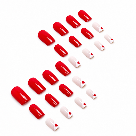 Sweetheart Pop Medium Square Press-On Nails | Heart Accent Design