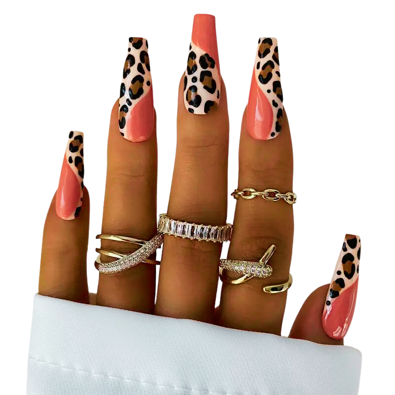 Pink Leopard Nails