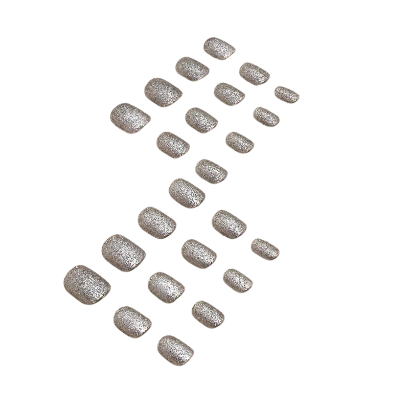 Silver Glitter Nails