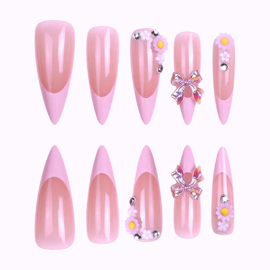 Lavender Drip | Extra Long Stiletto Press On Nails | Light Purple Rhinestone Glam Nails