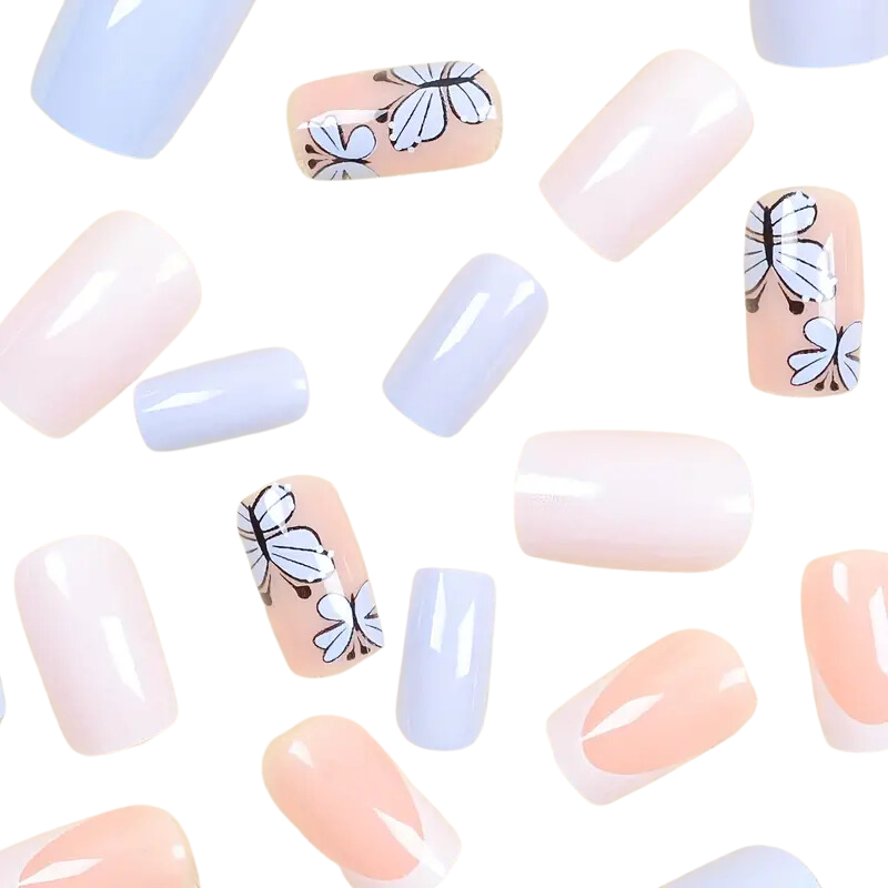 Blue Butterfly Nails