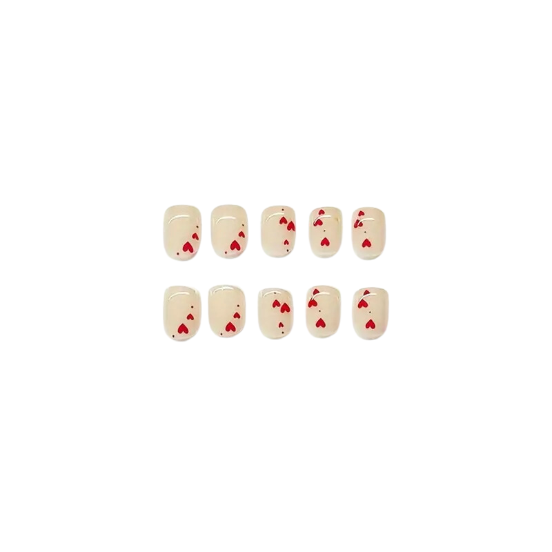 Cute Red Heart Nails
