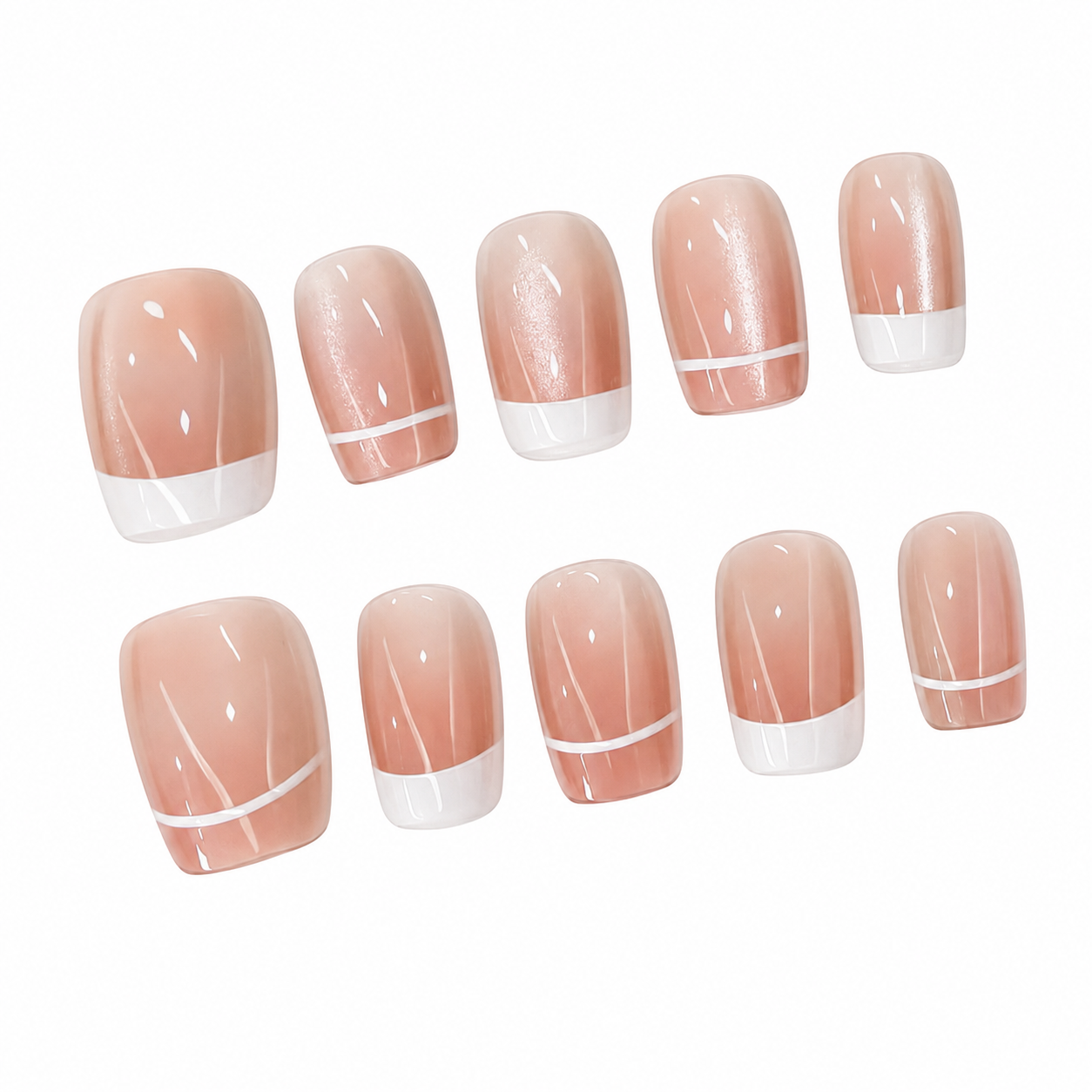 Ivory Lines | Short Square Custom Fit Nails