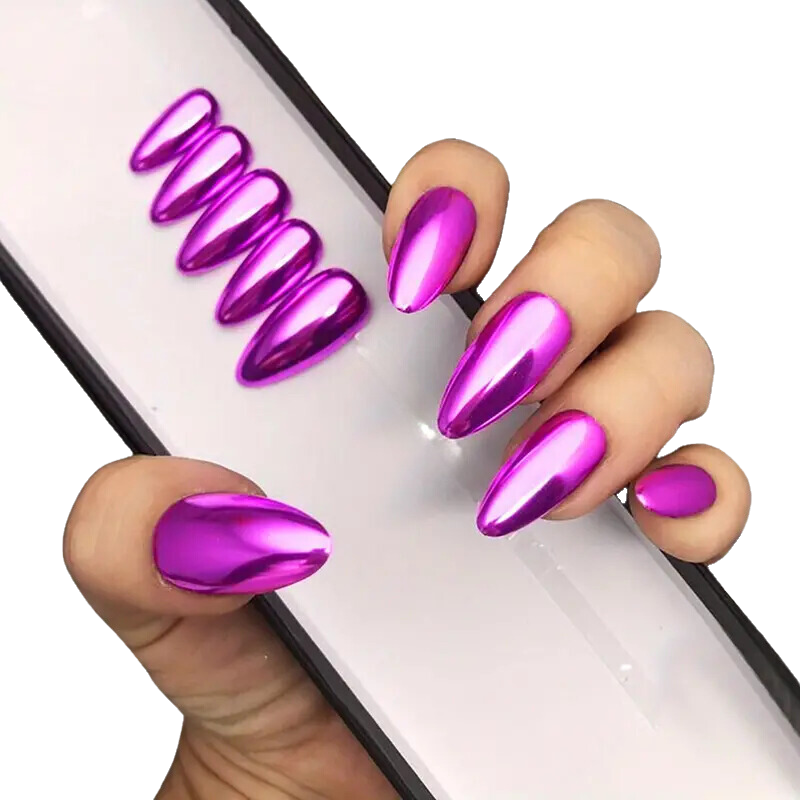 Metallic Hot Pink Nails