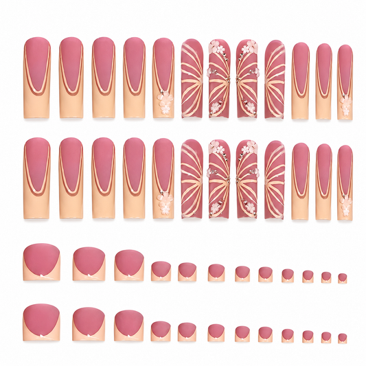 Peach Petal Matching Nail & Toe Set