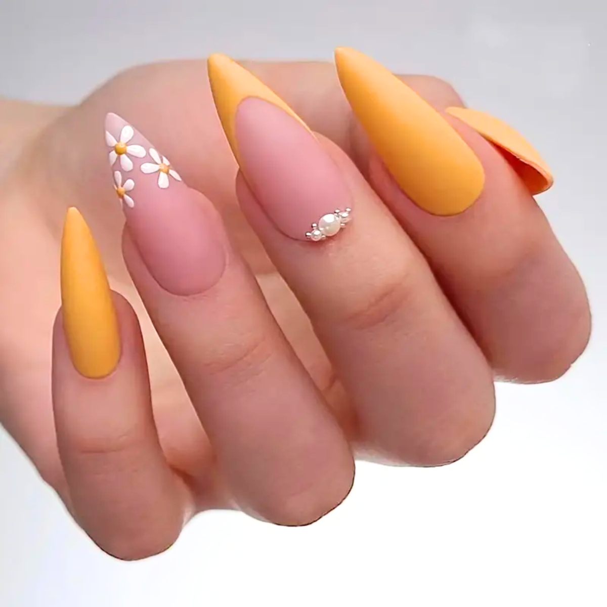 Sunshine Stiletto Nails