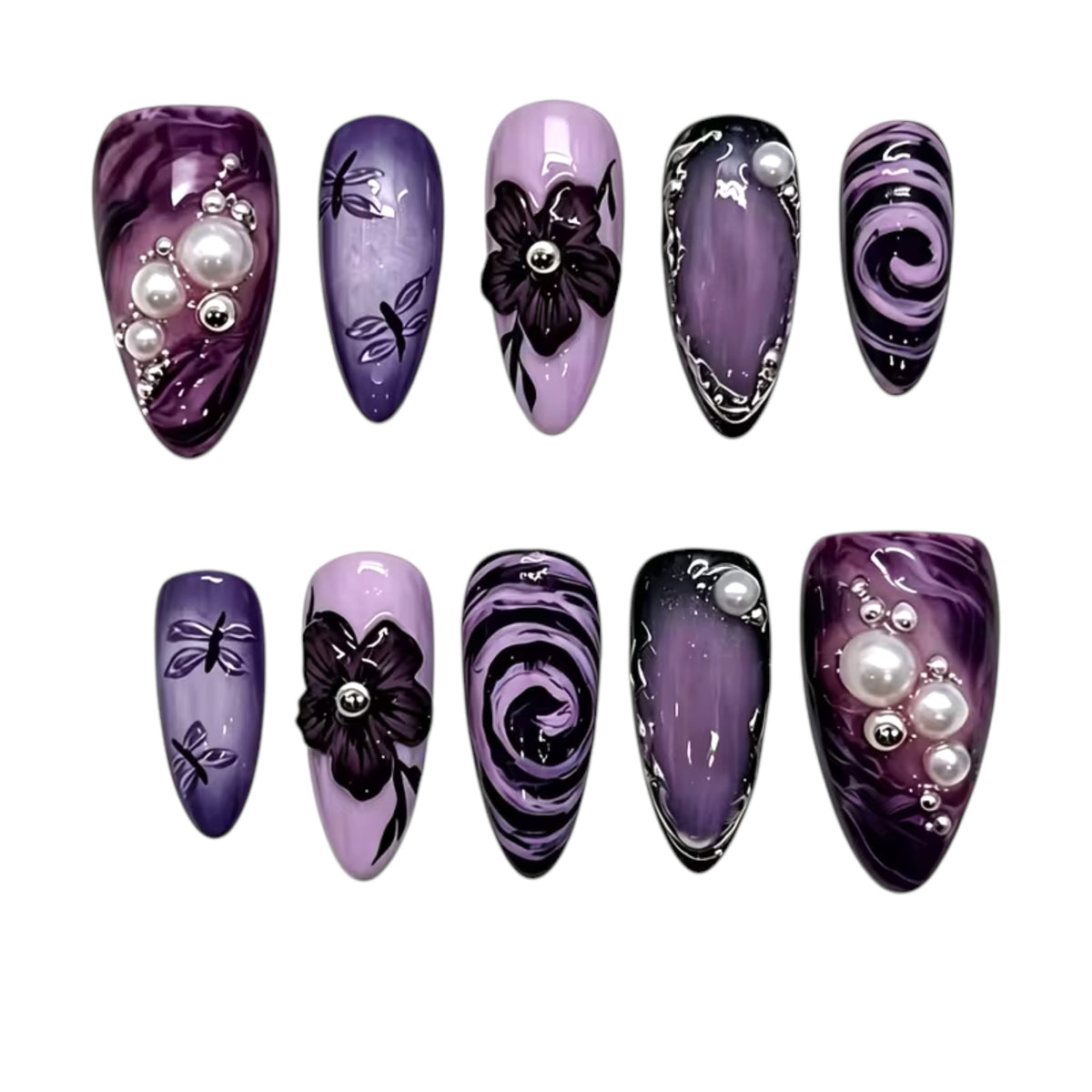 Velvet Vortex Medium Almond Custom Fit Nails