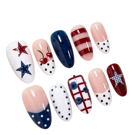 Playful Patchwork Short Oval Custom Fit Nails
