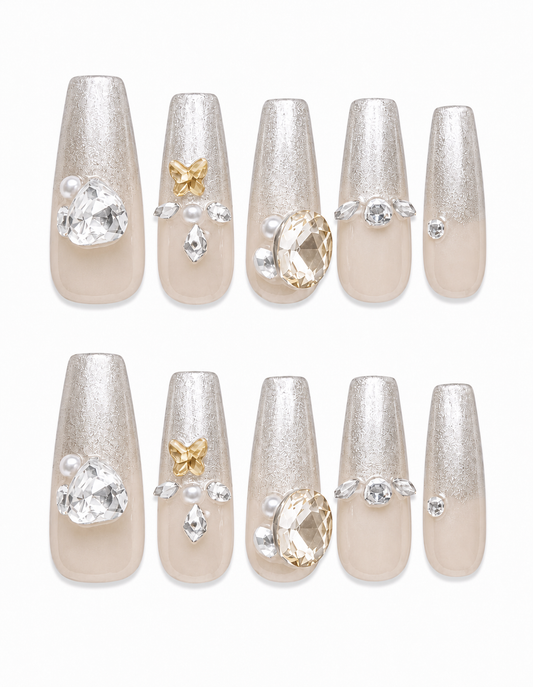Citrine Elegance | Extra Long Coffin Handmade Nails