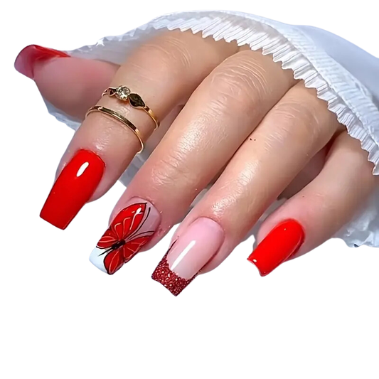 Crimson Fluttter Nails