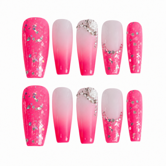 Electric Bloom | Extra-Long Coffin Handmade Nails