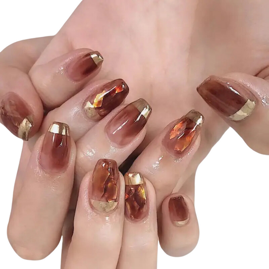 Golden Mocha Luxe Nails