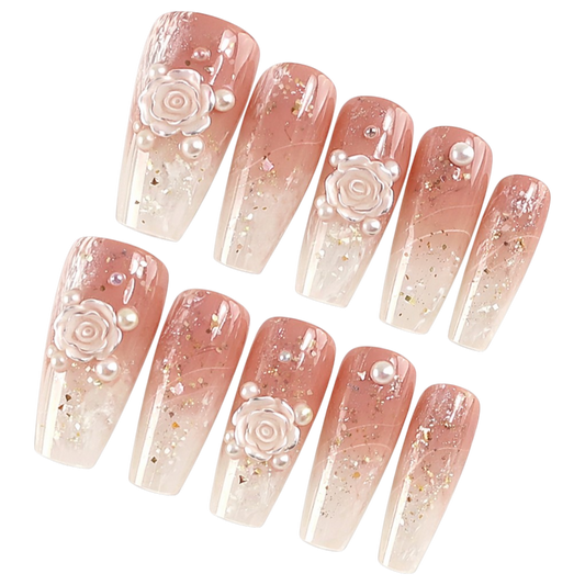 Petal Poetry | Long Coffin Handmade Nails