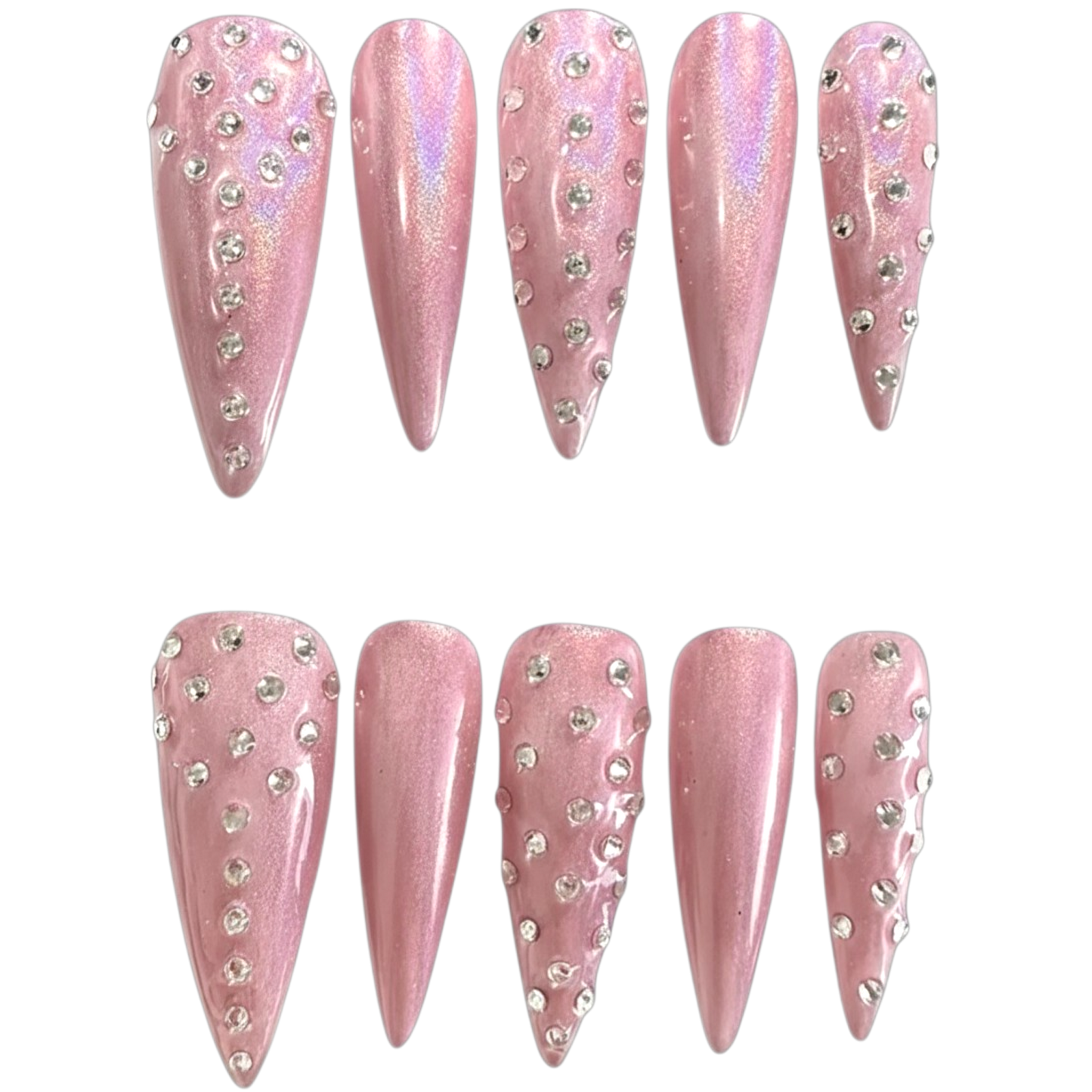 Crystal Allure  Extra Long Stiletto Handmade Nails