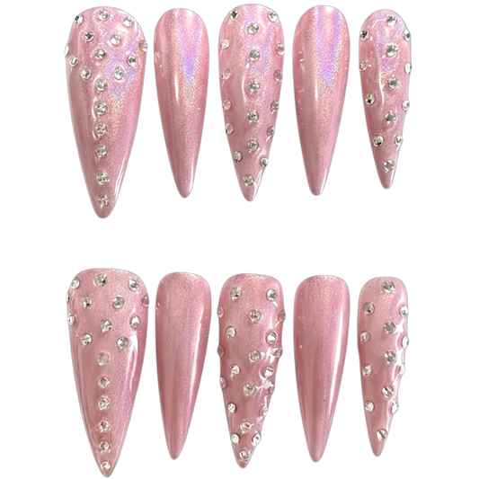 Crystal Allure  Extra Long Stiletto Handmade Nails