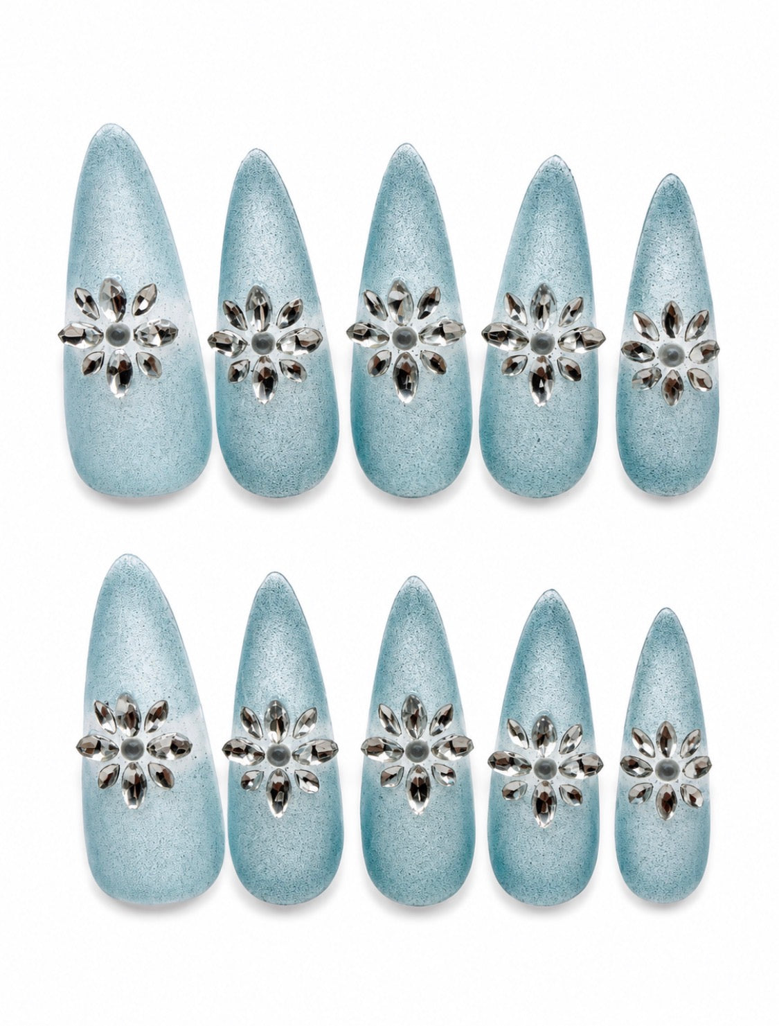 Frozen Petals | Extra Long Stiletto Handmade Nails
