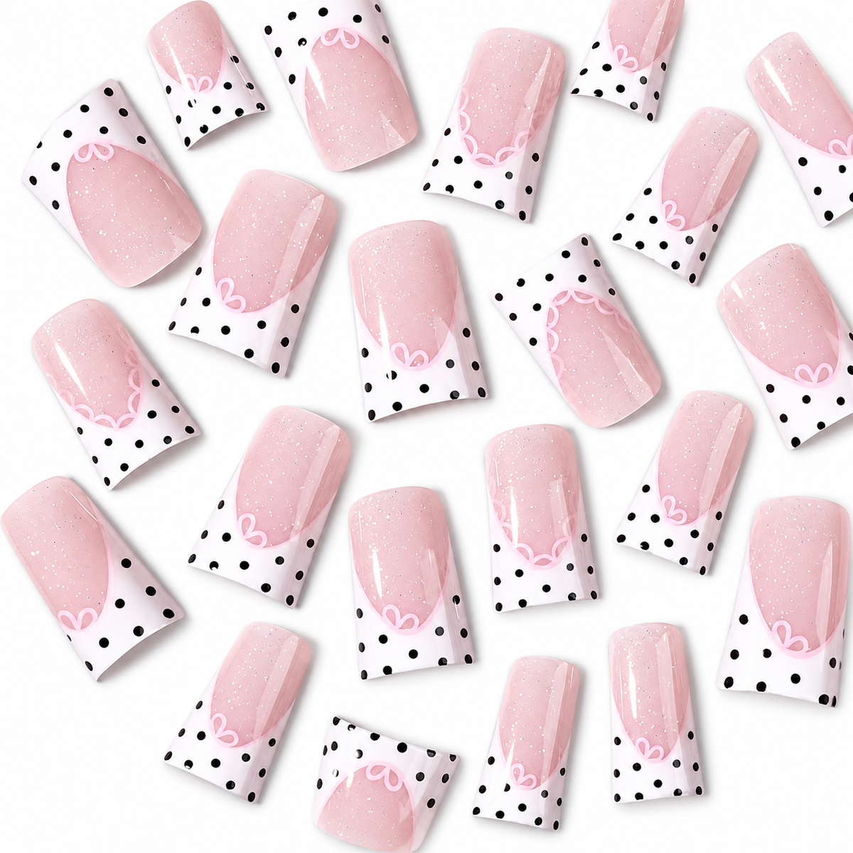 Polka Lace Short Duckbill Press-On Nails