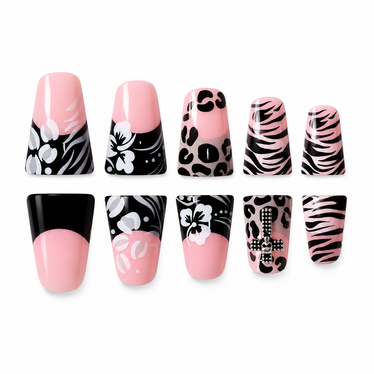 Safari Noir Medium Duckbill Press-On Nails