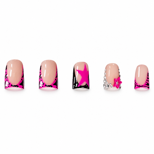 Neon Star Medium Duckbill Press-On Nails