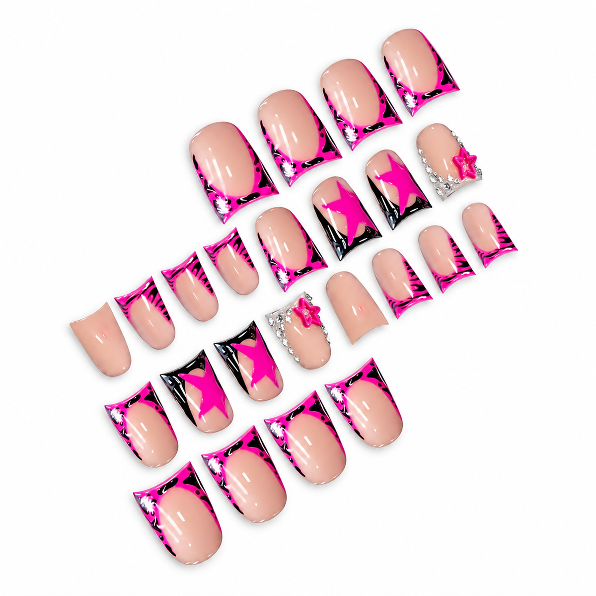 Neon Star Medium Duckbill Press-On Nails