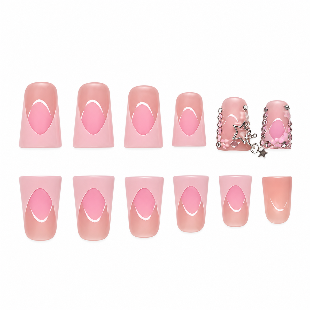 Pink Starfall Medium Duckbill Press-On Nails