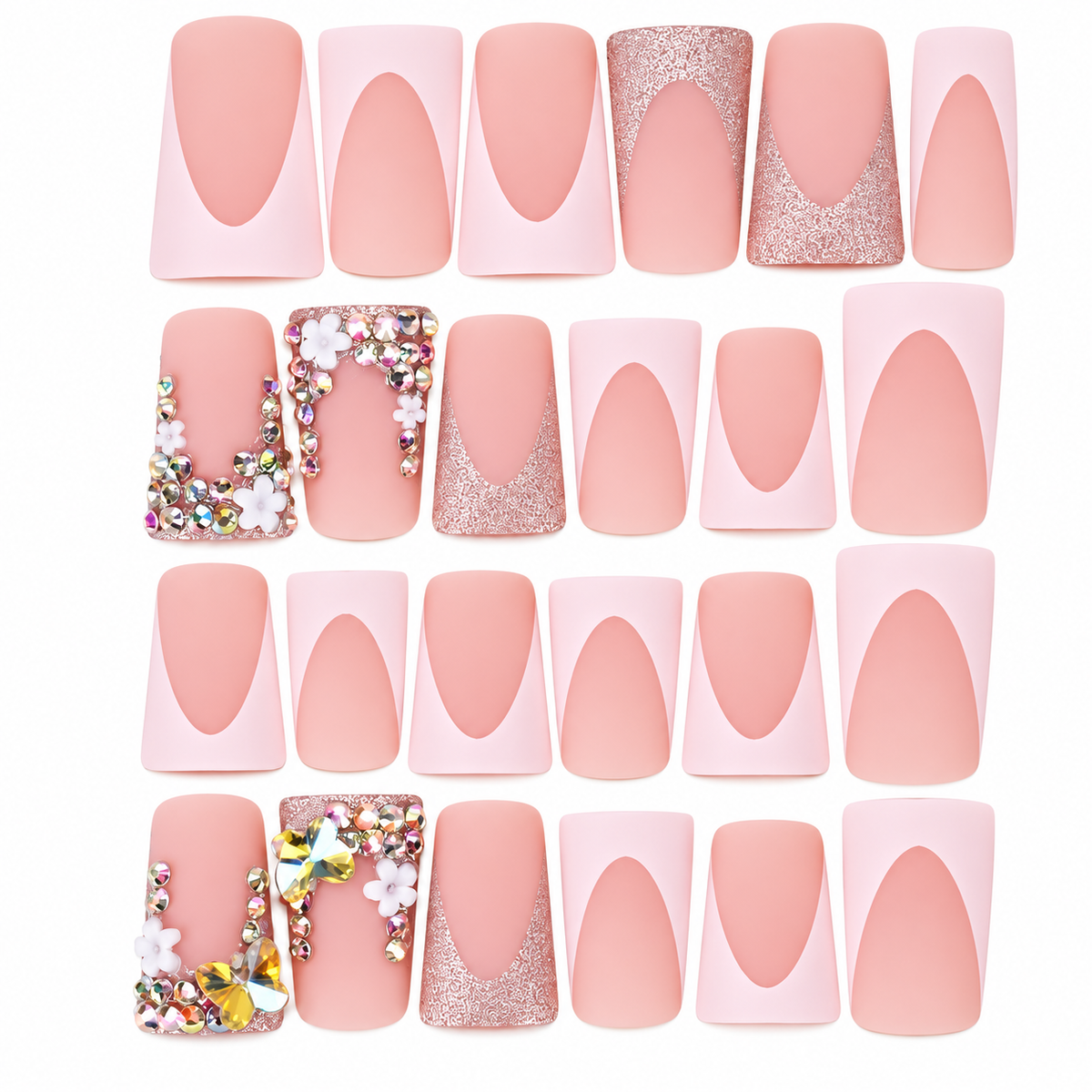 Crystal Garden Long Duckbill Press-On Nails