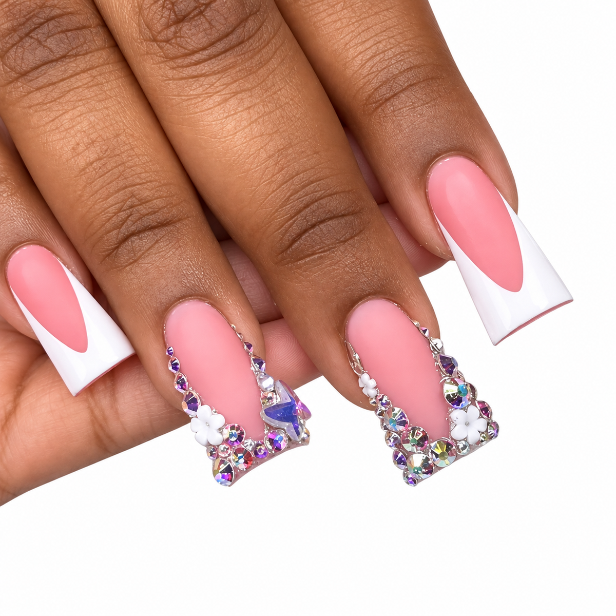 Crystal Garden Long Duckbill Press-On Nails