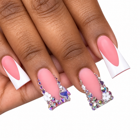 Crystal Garden Long Duckbill Press-On Nails