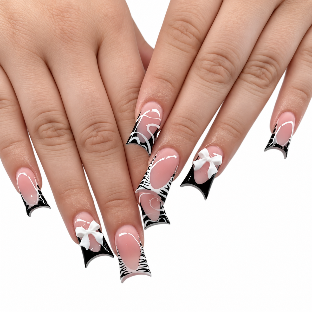 Bow Instinct Medium Duckbill Press-On Nails